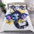 Abstract art graffiti with blue and purple shapes bedding set