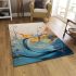 Abstract birds in liquid landscape imagery area rugs carpet