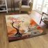 Abstract birds in utopian landscape creation area rugs carpet