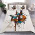Abstract brown and orange cubism shapes bedding set