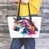 Abstract colorful horse head leather tote bag