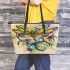 Abstract dragonfly with swirls and flowers leather Chic Stylish Tote Bag & Women Totes: Perfect Gift for Girlfriend | Crossbody, Purse, Handbag