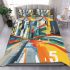 Abstract futuristic vector illustration of an urban cityscape bedding set
