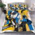 Abstract graffiti shapes and lines in blue bedding set