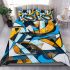 Abstract graffiti shapes and lines in blue bedding set