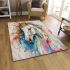 Abstract painting of a white horse area rugs carpet