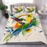 Abstract painting of an abstract toucan bedding set