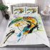 Abstract painting of an abstract toucan bedding set