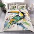 Abstract painting of an abstract toucan bedding set