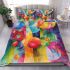 Abstract painting of colorful abstract shapes bedding set