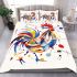 Abstract rooster colorful geometric abstract minimalist bedding set