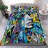 Abstract watercolor painting of surreal shapes and patterns bedding set