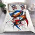 Abstract with shapes and lines in bold colors like blue bedding set