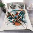 Abstract with shapes and lines in bold colors like blue bedding set