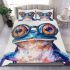 Acrylic painting of a funny frog wearing big glasses bedding set