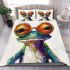 Acrylic painting of a funny frog wearing big glasses bedding set
