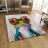 Acrylic painting of frog wearing glasses area rugs carpet