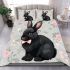 Adorable black rabbit with pink ears bedding set