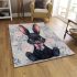 Adorable black rabbit with pink ears area rugs carpet