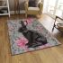 Adorable black rabbit with pink ears area rugs carpet
