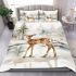 Adorable fawn standing in the snow bedding set