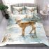 Adorable fawn standing in the snow bedding set