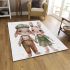 Adorable happy baby bunny couple in green area rugs carpet