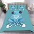 Adorable sitting blue tree frog wearing sneakers bedding set