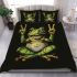 Adorable smiling green frog sitting bedding set