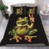 Adorable smiling green frog sitting bedding set