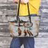 Airplan and dream catcher leather tote bag