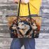 Alaska dogs with dream catcher leather tote bag