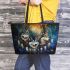 Alaska dogs with dream catcher leather tote bag