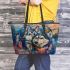 Alaska dogs with dream catcher leather tote bag