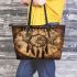 American old map and dream catcher leather tote bag