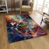 An abstract digital art piece featuring vibrant colors and shapes area rugs carpet