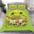 An adorable green frog eating ramen noodles bedding set