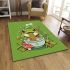 An adorable green frog eating ramen noodles area rugs carpet
