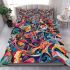An intricate colorful painting bedding set