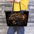 Angry leopard with dream catcher leather tote bag