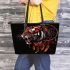 Angry tiger with dream catcher leather tote bag