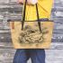 Anthropomorphic frog smoking leaather tote bag