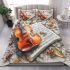 Ants and music notes and violin with green leaves bedding set
