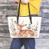 Baby animals in a floral style with a cute deer leather totee bag