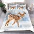 Baby deer in the snow bedding set