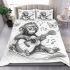 Baby monkey surfs with guitar and musical notes by children's bedding set