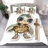 Baby turtle with big eyes wearing boho headband bedding set