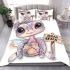 Baby turtle with big eyes wearing boho headband bedding set