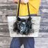 Beautiful black horse head leather tote bag