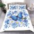 Beautiful blue butterfly with flowers bedding set
